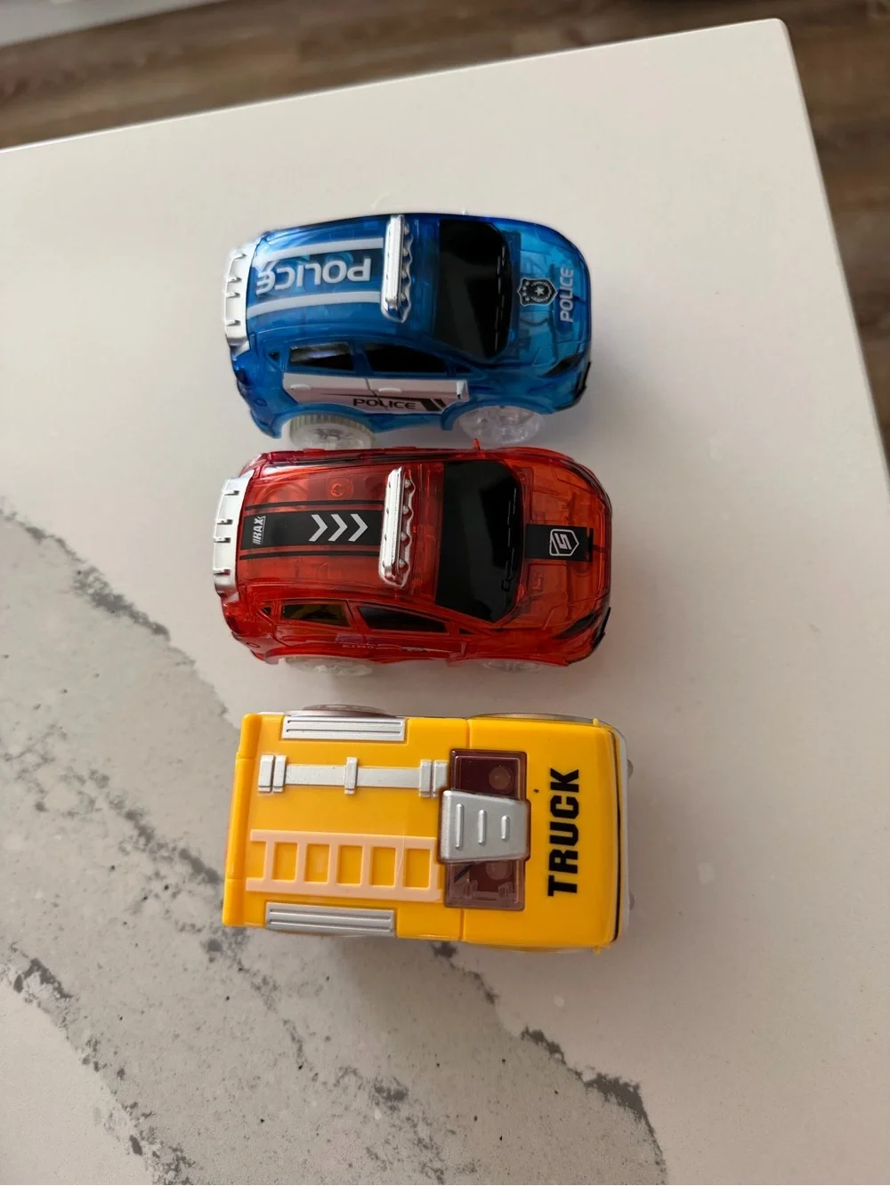 Flexible car tracks with 3 battery powered toy cars